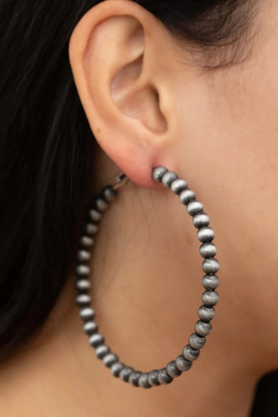 Fashion Silver Beaded Hoops Fashion Jewellery