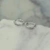 Online Silver Crosshatch Hoops Earrings