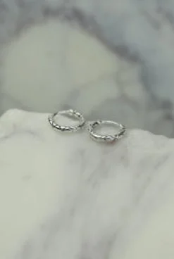Online Silver Crosshatch Hoops Earrings