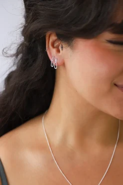 Online Silver Double Link Drops Studs And Hoops|Earrings