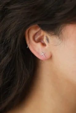 Discount Silver Puff Cross Studs Studs And Hoops|Earrings