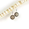 Fashion Smokey Quartz Round Faceted Drops Earrings