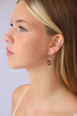 Fashion Smokey Quartz Round Faceted Drops Earrings