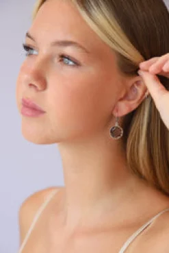 Fashion Smokey Quartz Round Faceted Drops Earrings