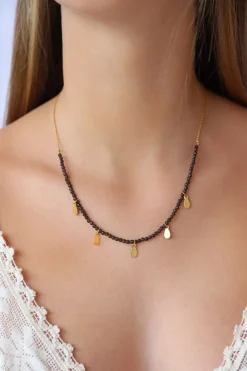 Fashion Smoky Quartz Necklace with Gold Charms Necklaces And Pendants