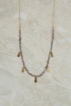 Clearance Strawberry Quartz Necklace with Gold Charms Necklaces And Pendants